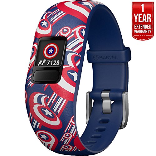 Beach Camera Garmin Vivofit jr. 2 Adjustable Captain America Activity Tracker for Kids (010-01909-32) + 1 Year Extended Warranty
