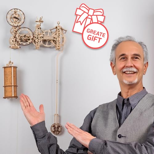 WOODEN.CITY Steampunk Wall Clock – 3D Wooden Clock Puzzle for Adults & Teens, Mechanical Pendulum Clock Building Kit with 257 Pieces - Image 6