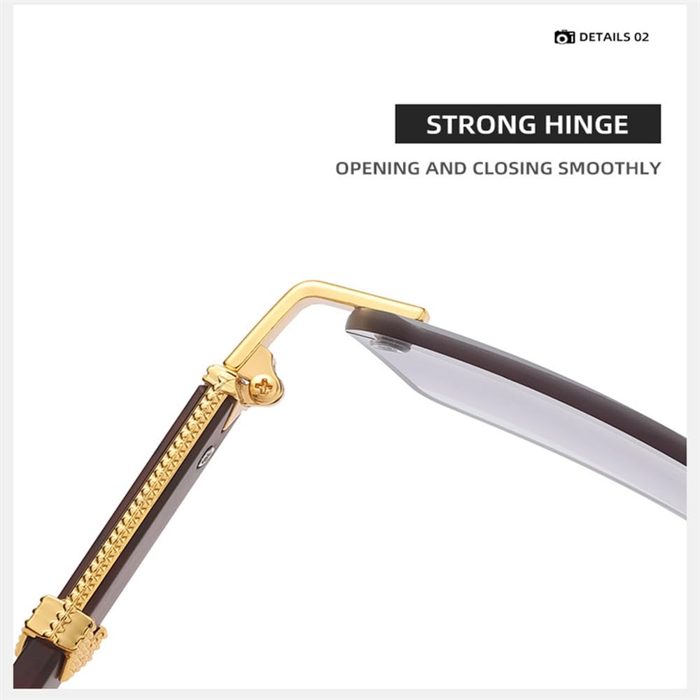 Vintage Sonnenbrille mit rahmenlosen Bügeln in Holzoptik, quadratisch, modisch, Farbverlauf, Herren-Sonnenbrille