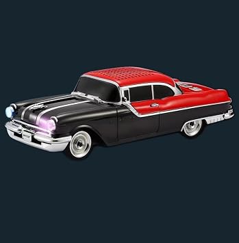 Coverzone Wireless Speaker Bluetooth 10W 1955 Model Pontiac Bluetooth Classic Car Look Speaker and FM Radio Air Design WS-598 Black-Red (Black-Red) with USB SD AUX Input for Office Home