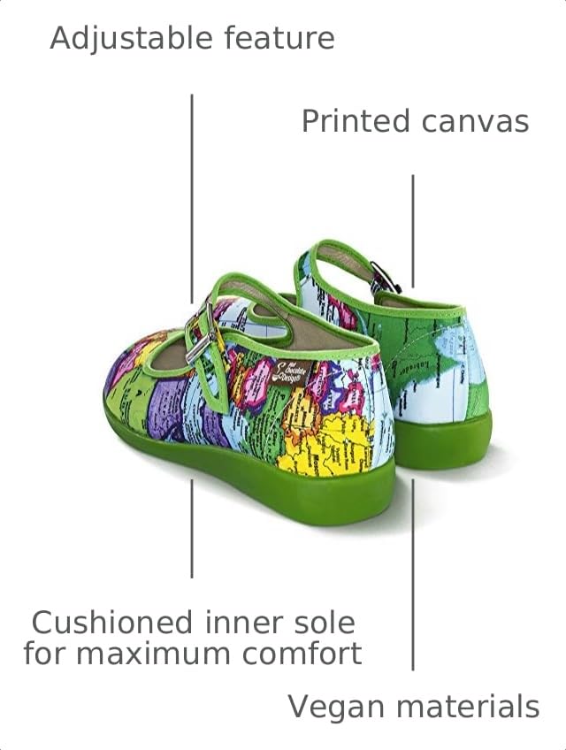 Image of Hot Chocolate Design Whimsical Women's Mary Jane Flats | Adjustable Buckle Strap, Round Closed Toe, Cushioned Insole, Vegan Textile, Lightweight All-Day Wear