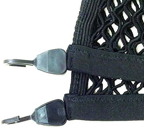 TTIO Double-Layer High Elastic Car Rear Cargo Net with 4 Hook Trunk Mesh Cargo Storage Organizer 80X60CM