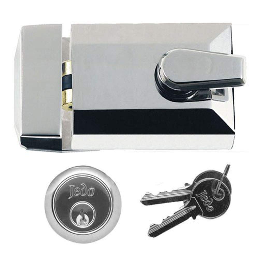 Jedo Rollerbolt Nightlatch 60Mm Backset Polished Chrome Finish