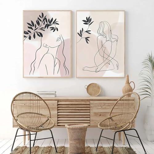 Tableau moderne abstrait ligne unique pour habiller facilement un grand mur blanc nu