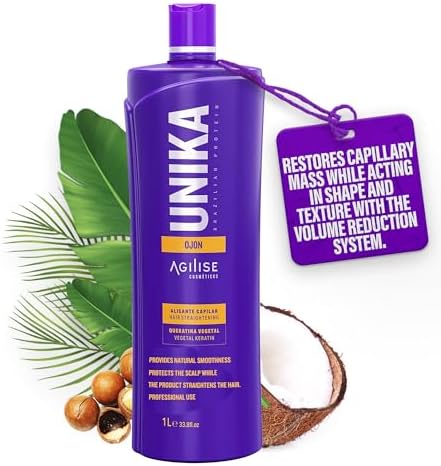 AGILISE UNIKA Hair Straightening Cream, Brazilian Blowout Products, Formaldehyde-Free Hair Straightener Cream, Smoothing for Straight Hair, Straightening Hair Products, Ojon Oil - 33.8 fl oz / 1L