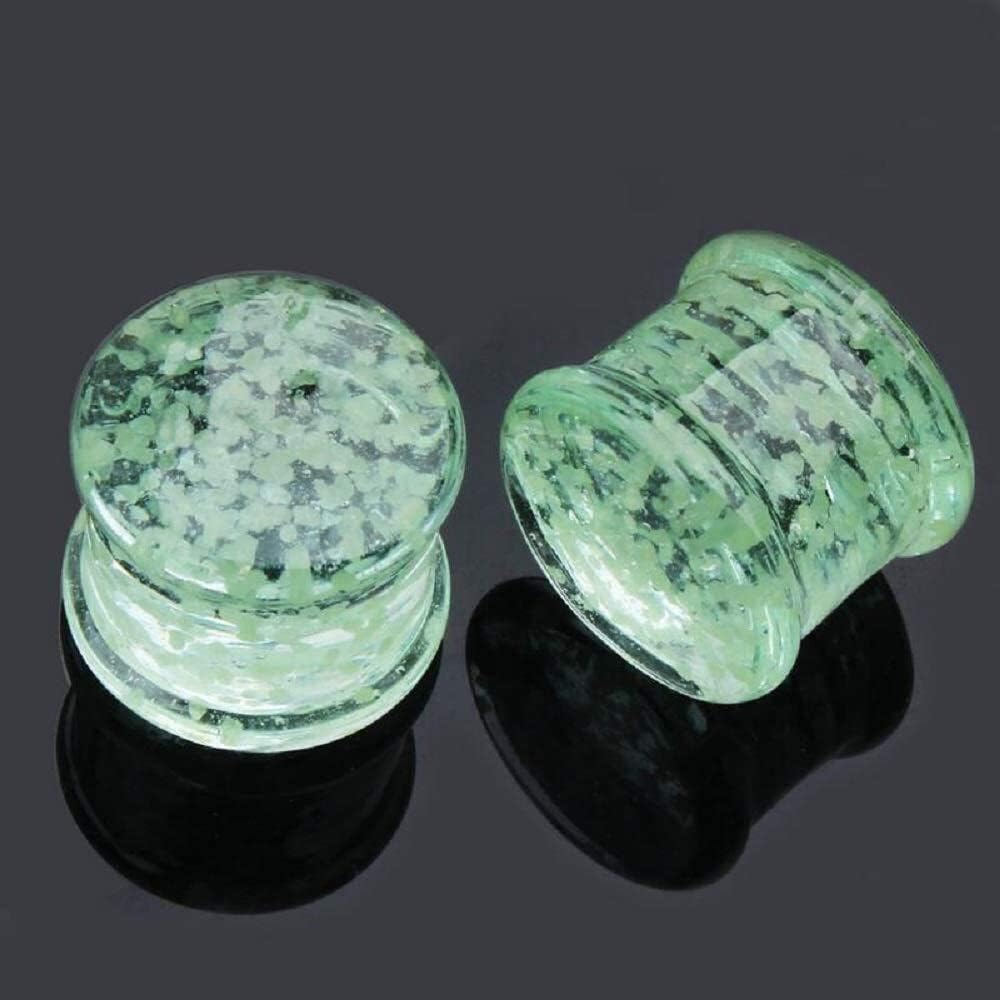 NewZenro Glow in The Dark Ear Glass Spiral Tapers Plugs Tunnels Expander Hanger Gauges Earrings Stretching Body Piercings Jewelry Set For Women Men