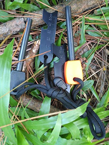 Fostar Ferrocerium Alloy Rod Fire Starter, 5/16 Inch Thick Waterproof Fire Steel, Bushcraft Ferro Rod With Easy Grip Handle, Multi-Tool Striker And Paracord Lanyard ( 2Pcs, Black And Orange) #TOP3