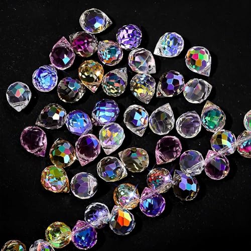 WGIJXA Abalorios para Hacer Pulseras, Kit 50 Piezas Cuentas Cristal Forma Lágrima, Brillantes Beads Facetadas Mostacillas Manualidades, DIY Hacer Joyas, Collares y Pendientes (8x10 mm, multicolor)