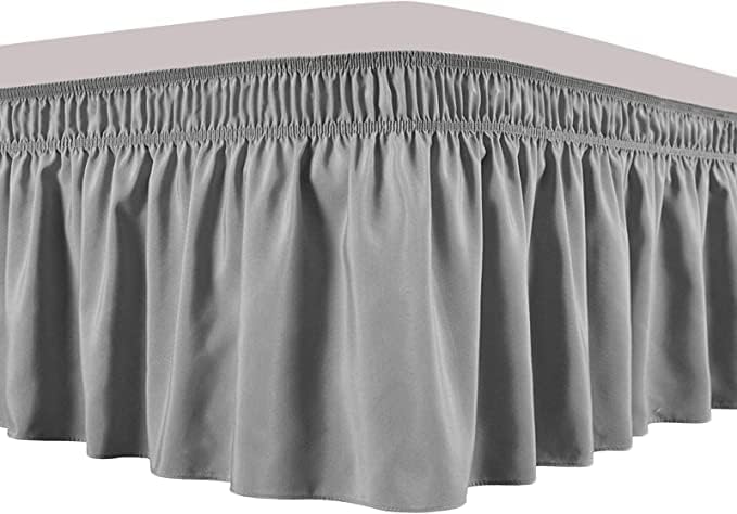Wrap Around Bed Skirts, 18 Inches Drop, Easy to Put On, Cotton Bedskirt Elastic Dust Ruffle Silky Soft & Wrinkle Free Classic Stylish Look in Your