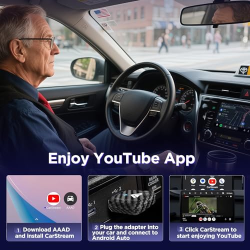 Mini Android Auto Wireless Adapter Support YouTube, for Car USB Small Dongle Plug & Play, for Car Models 2017 Above with Wired AndroidAuto, Only for Android Phones Version 11 Above