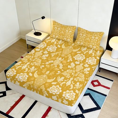 Matthress fitted cover lavable en microfibre douce imprimé fleurs vintage - 5