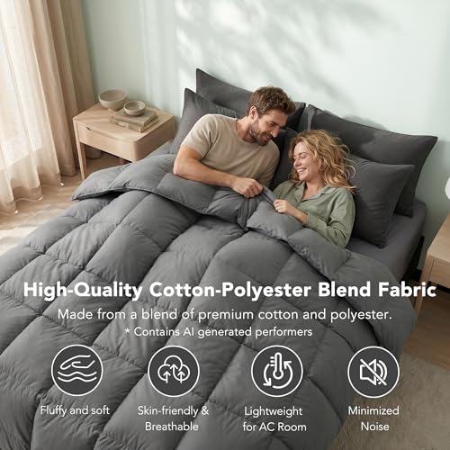 HYVIF Down Comforter Duvet Insert King,Baffle Box,All Season Bedding,Grey by HYVIF - Used condition - Image 3