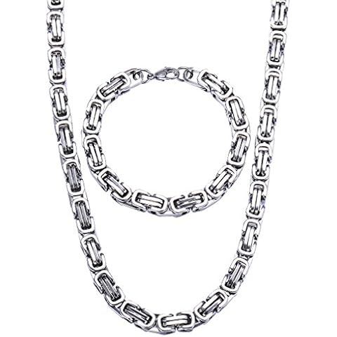 Jewow 8mm Stainless Steel Necklace and Bracelet Set Cover