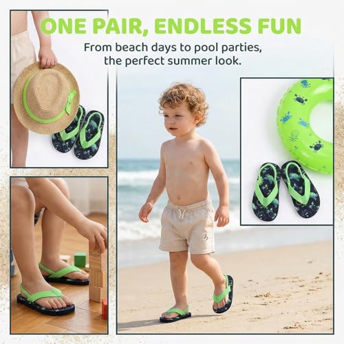 Image of Boys Girls Strap Flip Flops Sandals Cute Cartoon Unicorn Shark Toddler Flip Flop Kids Pool Beach Flat Slide Summer Water Shoes