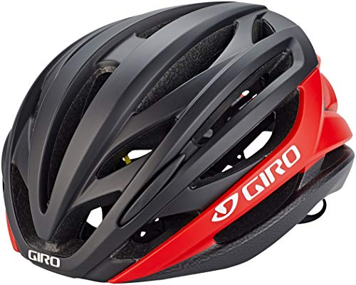 GIRO Sintaxis Cascos de Ciclismo, Unisex Adulto, Negro Mate/Rojo Brillante, S