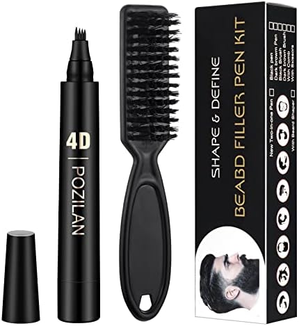 Beard Pencil Filler For Men with Bristle Beard Brush, Water Proof...