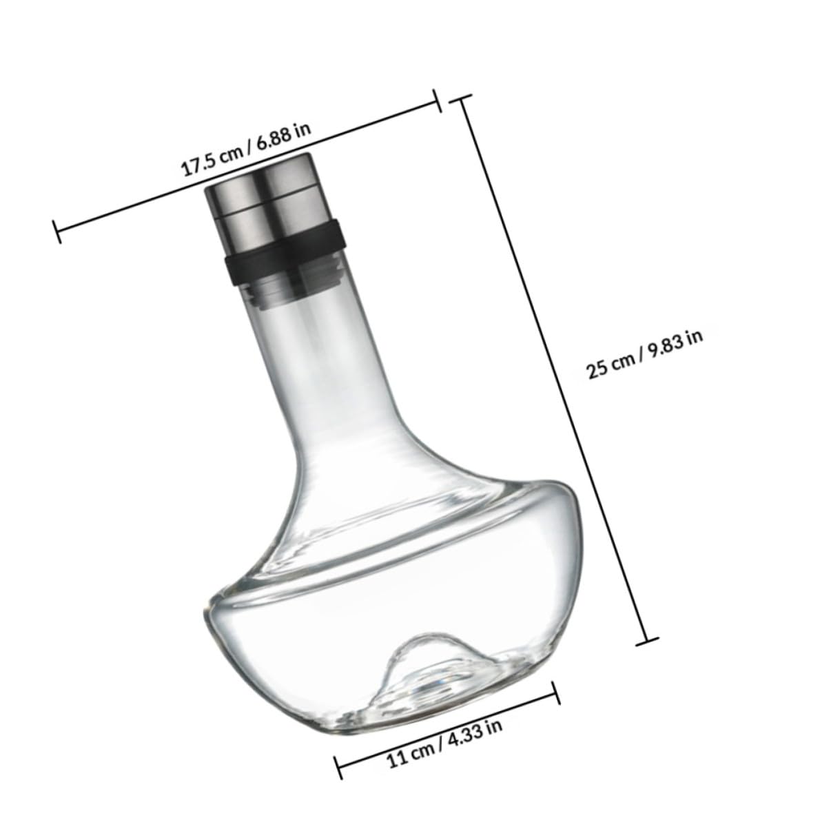Decanter in Vetro 1000ml Design Curvo, Aeratore per Vino Rosso, Antiscivolo, per Degustazione e Servizio Elegante a Casa
