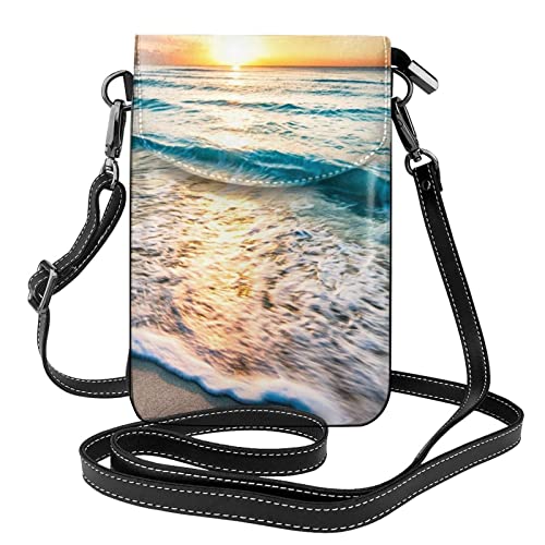 Sac à bandoulière bleu pour téléphone portable motif océan et plage en taille unique