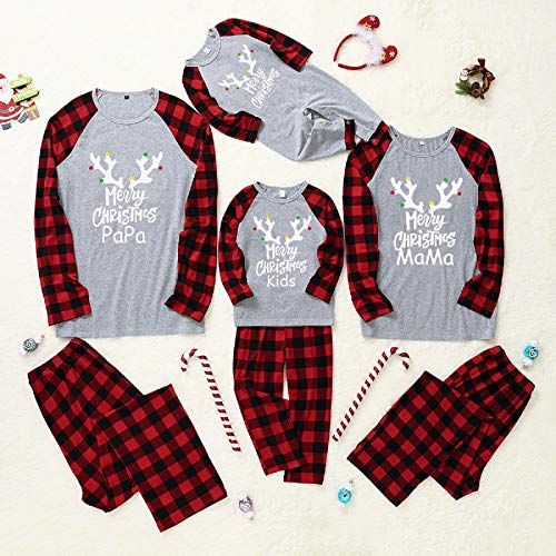 Esenlong Kerst Familie Bijpassende Outfit Set, Lange Mouw Blouse+ Plaid Lange Broek Baby Romper Xmas Pyjama Nachtkleding Vakantie Pak voor Papa Moeder Meisjes Jongens - Afbeelding 8