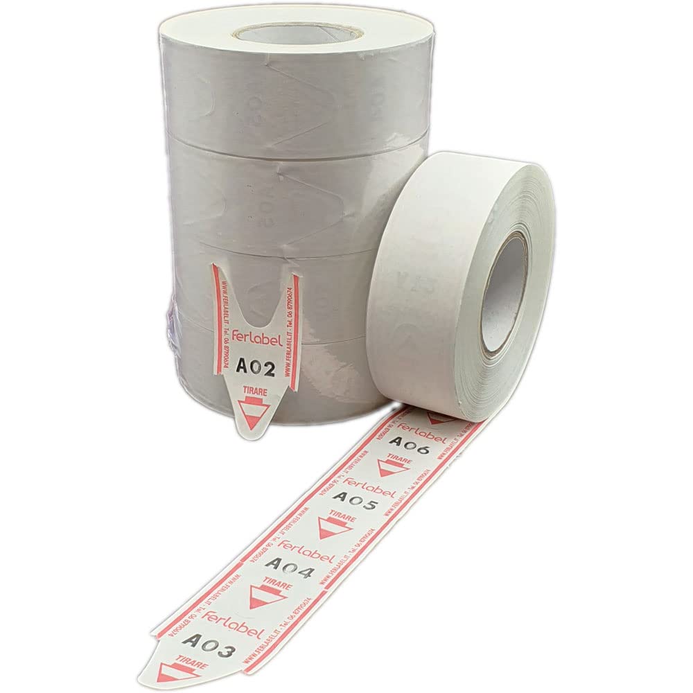 FERLABEL ROTOLO TICKET ELIMINACODE 5 ROTOLI ROSSO