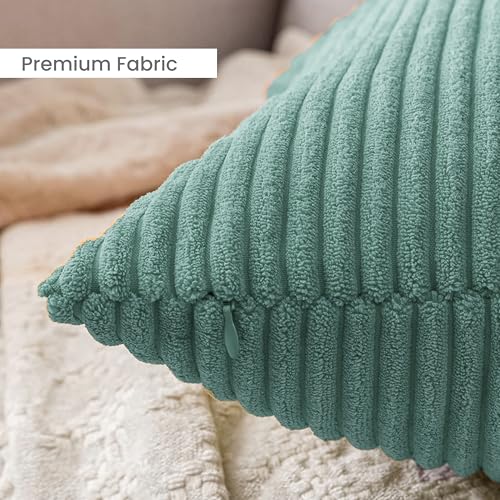 Image of Yellow Weaves Pencil-Stripe Fur Cushion Covers | Soft Polyester | Decorative Sofa & Throw Pillow Covers | 16x16 Inches, Pack of 3 (Purple & Sea Green)
