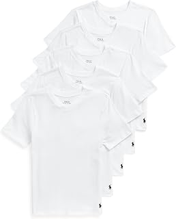 Polo Ralph Lauren Boys' Multi-Pack Short Sleeve Undershirts - Breathable Cotton Crewnecks with Pony Embroidery