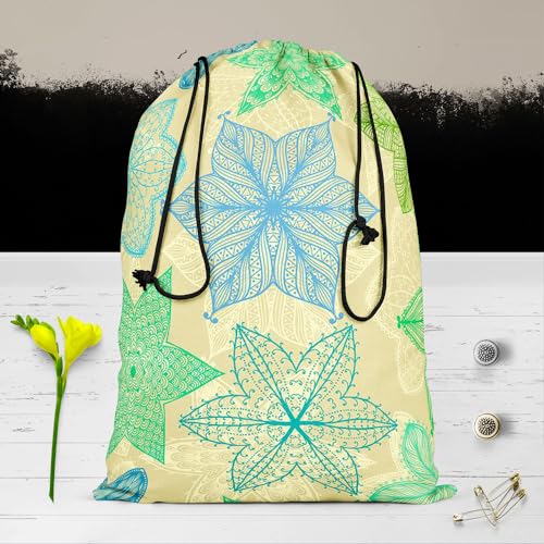 Image of ArtzFolio Vintage Ornate Flowers | Reusable Sack Bag | Bag for Gym, Storage, Vegetable & Travel