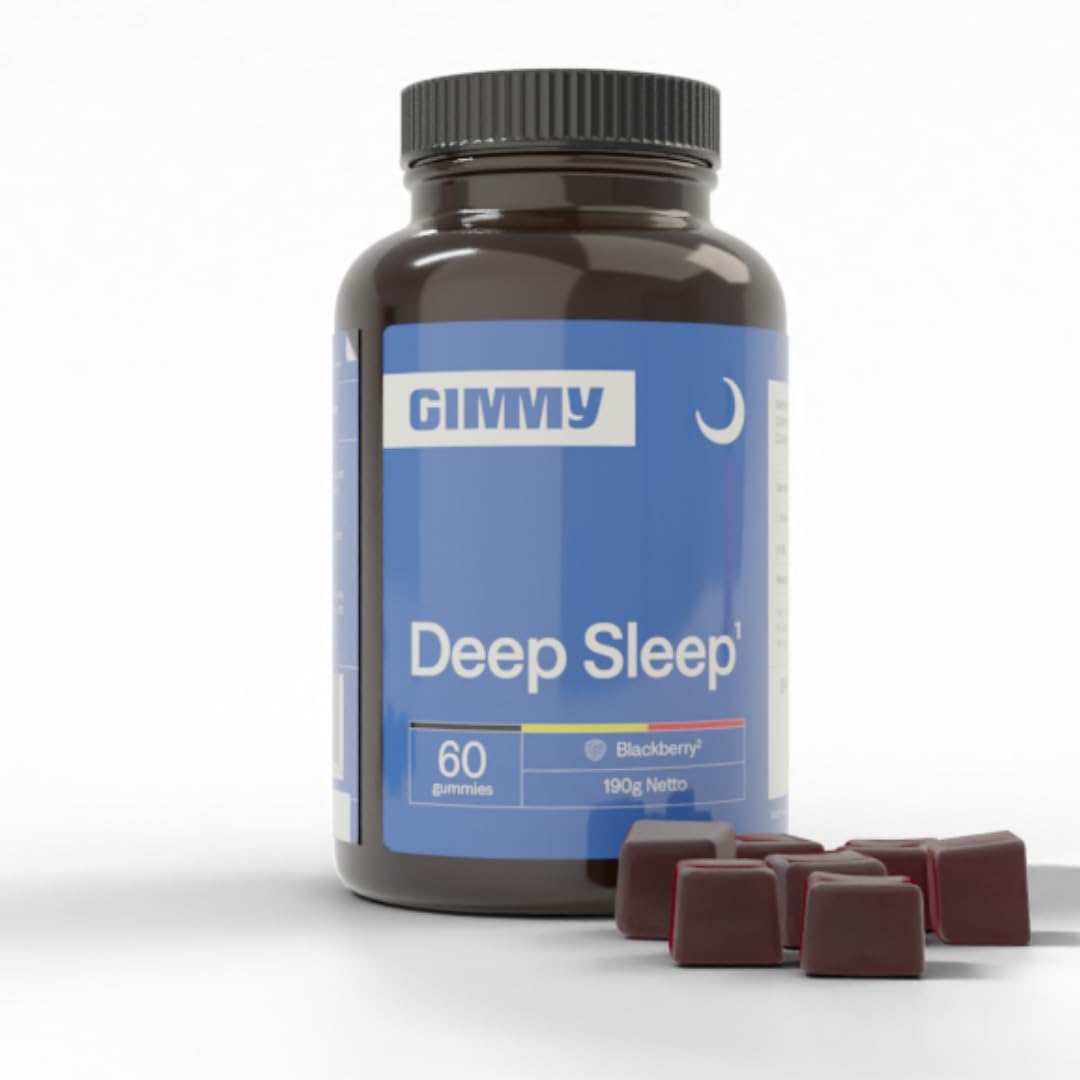 GIMMY Deep Sleep - compliment alimentaire aux gommes pour le sommeil - melatonine, L-théanine, valériane, vitamine B6 et camomille - sans sucres et vegetalien (60 pieces, 2 par jour avant le coucher)