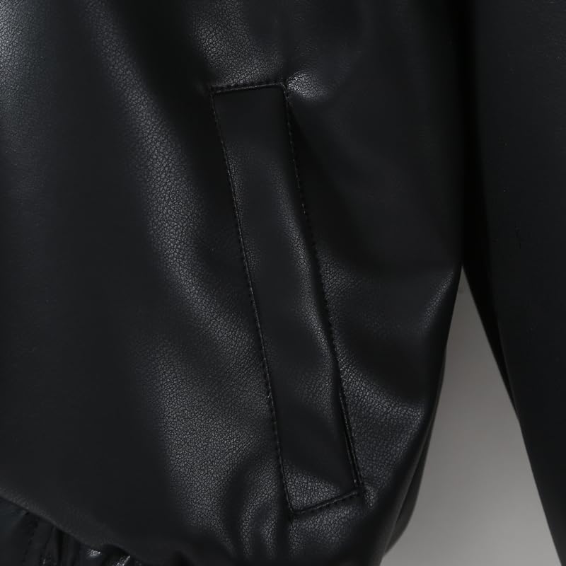 Boys Girls Motorcycle Faux Leather Jackets Toddler Kids' Coat Outerwear with Pocket4