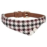Hanko Süßes Leder Haustier Halsband, Plaid Dreiecktuch Dreiecktuchkrawatte Stil für Hunde, Katzen, Kleines Haustier Outfits Zubehör