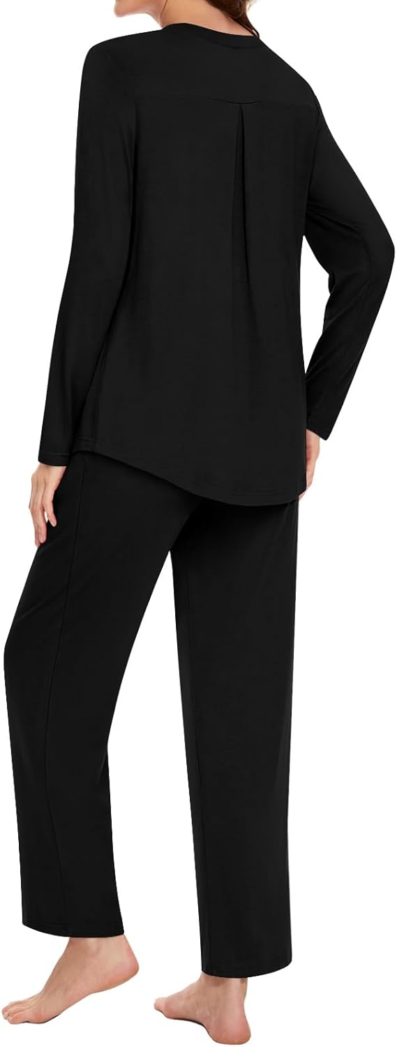 Bestbee Women's Pajama Set, 2 Piece Lounge Outfits V Neck Sleepwear Fall Long Sleeve Long Pants With Pockets Ladies Pjs - Image 4