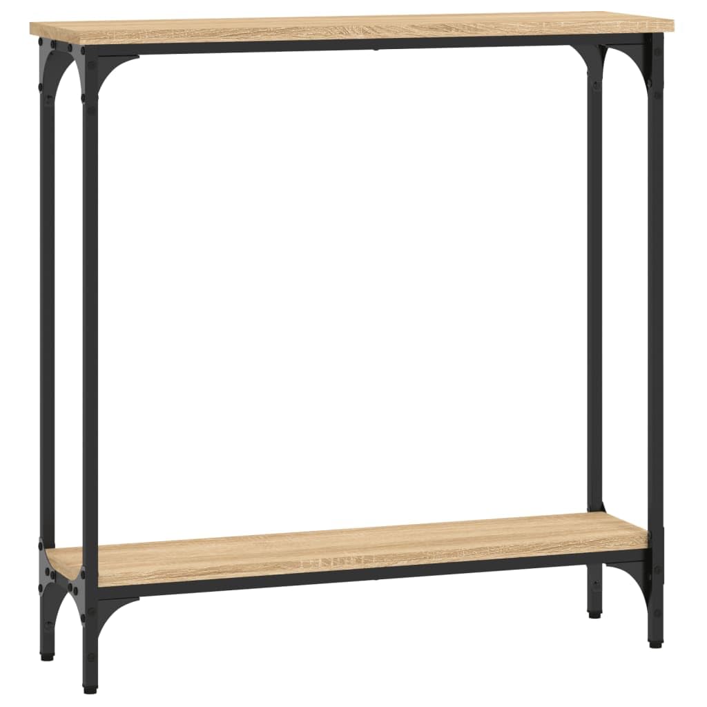 Console en chêne Sonoma 75 x 22,5 x 75 cm Matériau bois avec cadre en métal et quatre pieds réglables, espace de rangement pour magazines et articles de décoration, durable