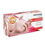 100 Stück gepuderte Hygiene Barrier Handschuhe, Vinyl Einweghandschuhe, extra groß, nicht steril mit perforierter Spenderbox.