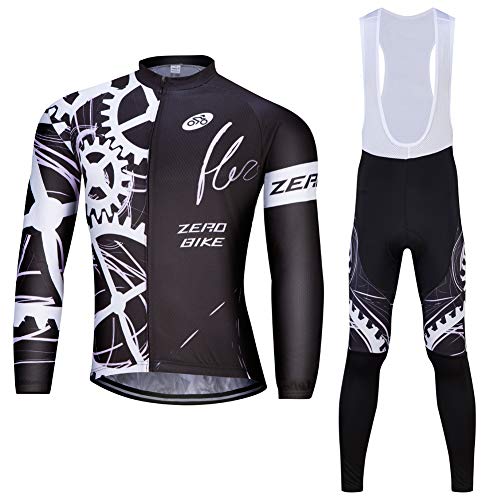 Herren Outdoor Radsport Fahrrad Radtrikot Lange Anzug Trikot Set Bekleidung Trägerhose, XL Cover