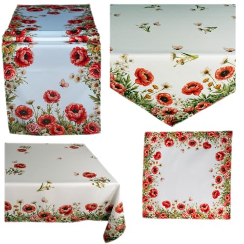 Nappe 110 x 160 cm résistante avec impression fleurs et papillons été