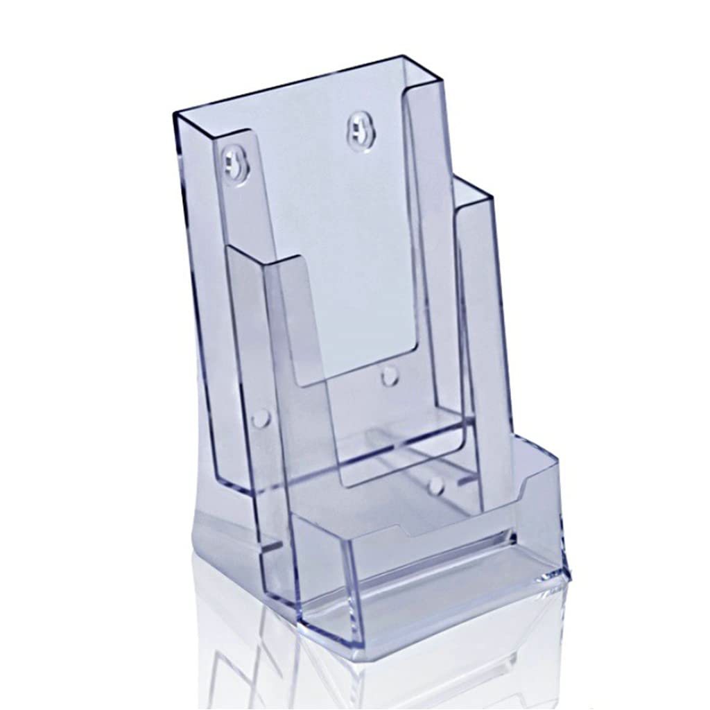 Brochure Holder Transparent Literature Organizer Magazine Stand 3 Grids Pamphlet Display for Hangable Tabletop Ornaments Name Card Display Stand Business Card Holder Name Business Organizer
