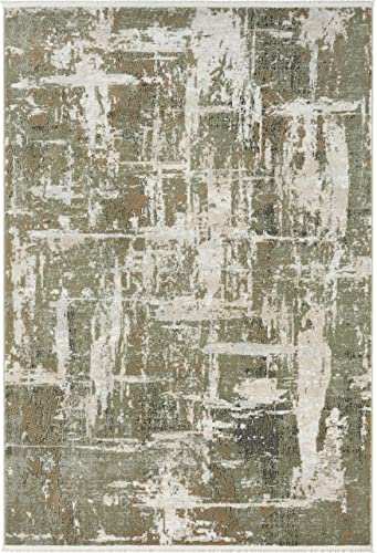 Tapete decorativo Abani Savoy 6' x 9' verde y crema miniatura 3
