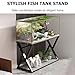 PA-DABAOO Rock Plate Fish Tank Stand,Aquarium Stand with Metal Frame,Display Stand for Turtle Tank, Reptile Terrarium,Double-Layer Design for Accessories Storage,E
