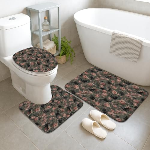 Rideau de douche vintage imperméable polyester avec tapis bohème chat - 5