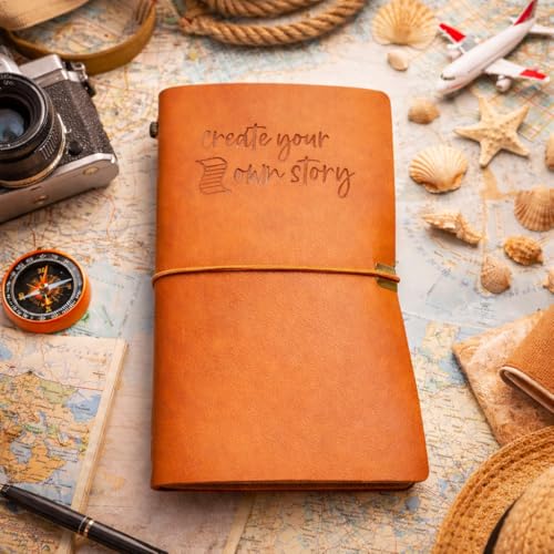 Image of PURESTORY Pu Leather Notebook Travel Journal Diary | Diary With Lock | 12 Card Slots And 1 | Replaceable Plain /Ruled Notebook - Create Your Own Story, 160 Pages
