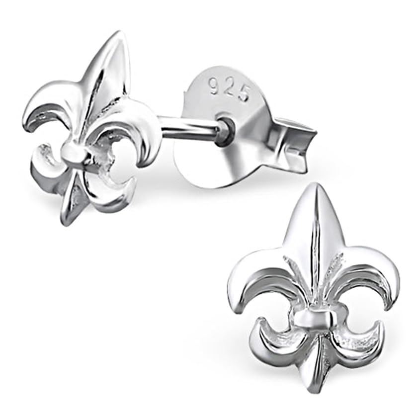 ICYROSE 925 Sterling Silver Fleur De Lis Stud Earrings 11548 (Nickel Free)