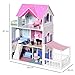 HOMCOM Casa de Muñecas de 3 Pisos con Patio Muebles Accesorios Completos...