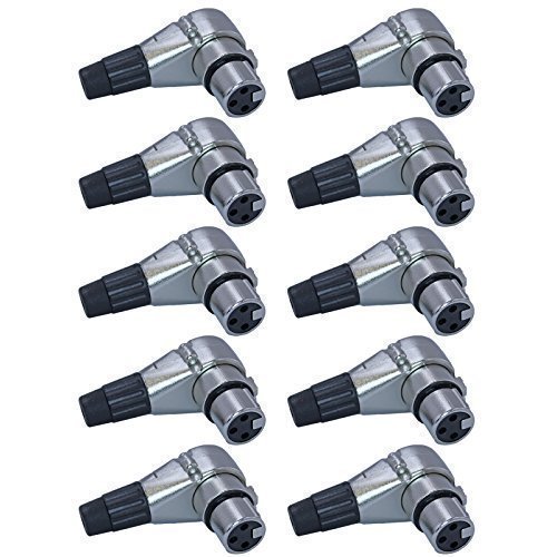 Pack of 10 Clockable Right Angle Adjustable XLR Connector: Female, 7 Positions