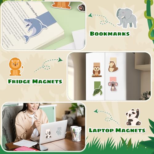 12 Stück Magnetische Lesezeichen, Kindergeburtstag Gastgeschenke Tiere Magnetlesezeichen Kinder, Adventskalender Füllung für Junge Mädchen, Weihnachten Geschenke für Buchliebhaber