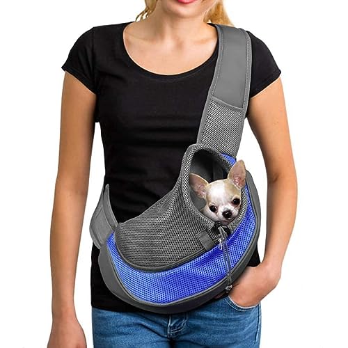 Pet Dog Cat Sling Carrier Bag Puppy Shoulder Carry Hands Free Dog Front Carrier with Adjustable Shoulder Strap Pet Travel Tote Bag with Breathable Mesh Pouch for Outdoor Walking Subway option