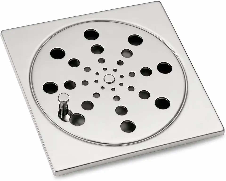 Ralo Grelha de Inox 10x10cm Quadrado com Fecho Abre e Fecha para Banheiro