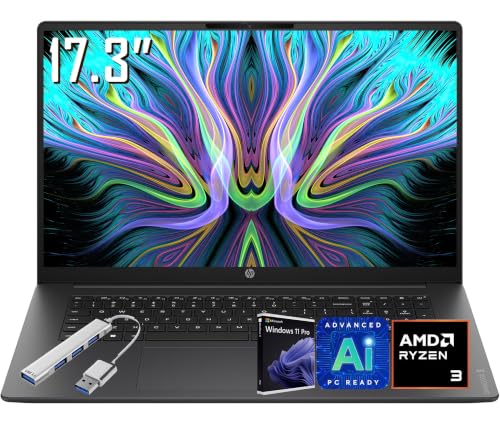 Image of HP OmniBook 3 17.3 inch Laptop PC, FHD Display, AMD Ryzen 3 30, 8GB RAM, 1TB SSD, AMD Radeon 610M Graphics, Copilot, FHD Webcam, WiFi 6, Bluetooth 5.4, Win11 PRO