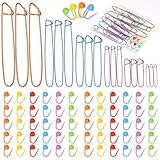 6 Sizes Knitting Stitch Holders for Knitting 100 Pcs Crochet Stitch Markers for Crocheting Crochet Accessories with Storage Box for Quilting Sewing