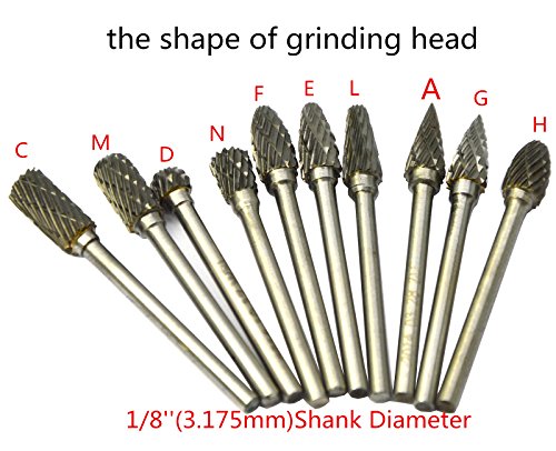 WKSTOOL 10Pcs/set 1/4 Dia Solid Carbide Burrs Burs Double Heavy Duty Tungsten Grinding Cutting Heads Chamfering Abrasion Industrial Deburring Rotary Tools for Hard Steel Metal Metalworking