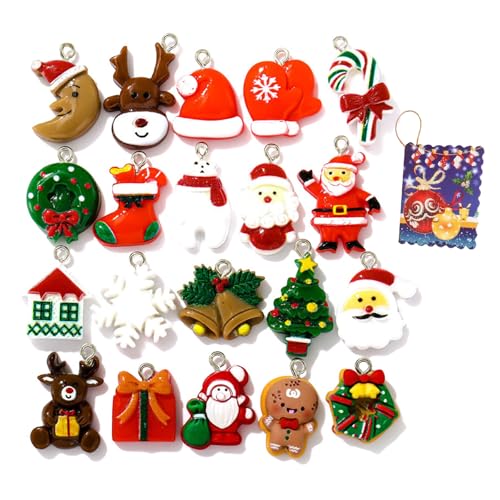 Christmas Fascino del Pendente 20 Pezzi Decorazione Natalizia Miniatura di Resina di Natale Miniature Decorazioni Albero di Natale per la Decorazione Manuale di Pini, Collane di Accessori